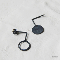 Paris France AgJc original handmade minimalist 925 sterling silver oxide earrings spot