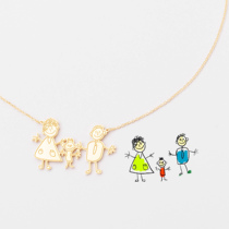 American designer Grace 丨 Stick figure hand drawn baby doodle Private custom sterling silver gold plated necklace