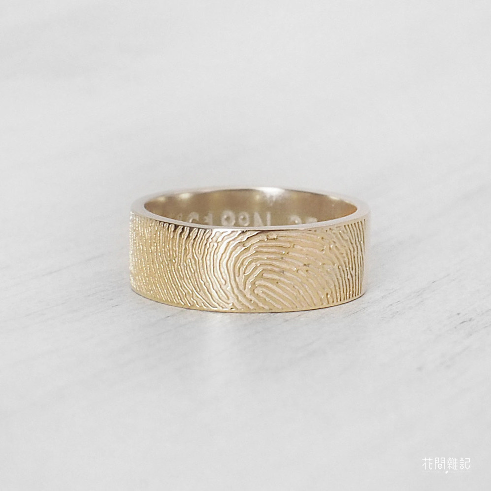 American Grace Personality Custom Fingerprint Remembrance Handwriting handwriting 925 pure silver plated 18K gold lovers ring