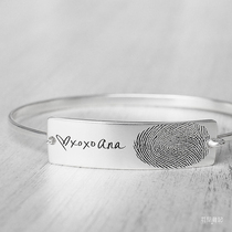 American designer Grace handmade personalized custom fingerprint commemorative Valentines Day simple sterling silver bracelet