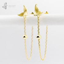 Looking for original design fish long ear line s925 sterling silver gold plated face thin personality temperament super fairy earrings earrings for women