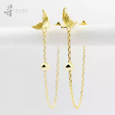 Looking for original design fish long version of ear refining s925 sterling silver gilded face thin personality temperament Super Fairy earrings earrings female