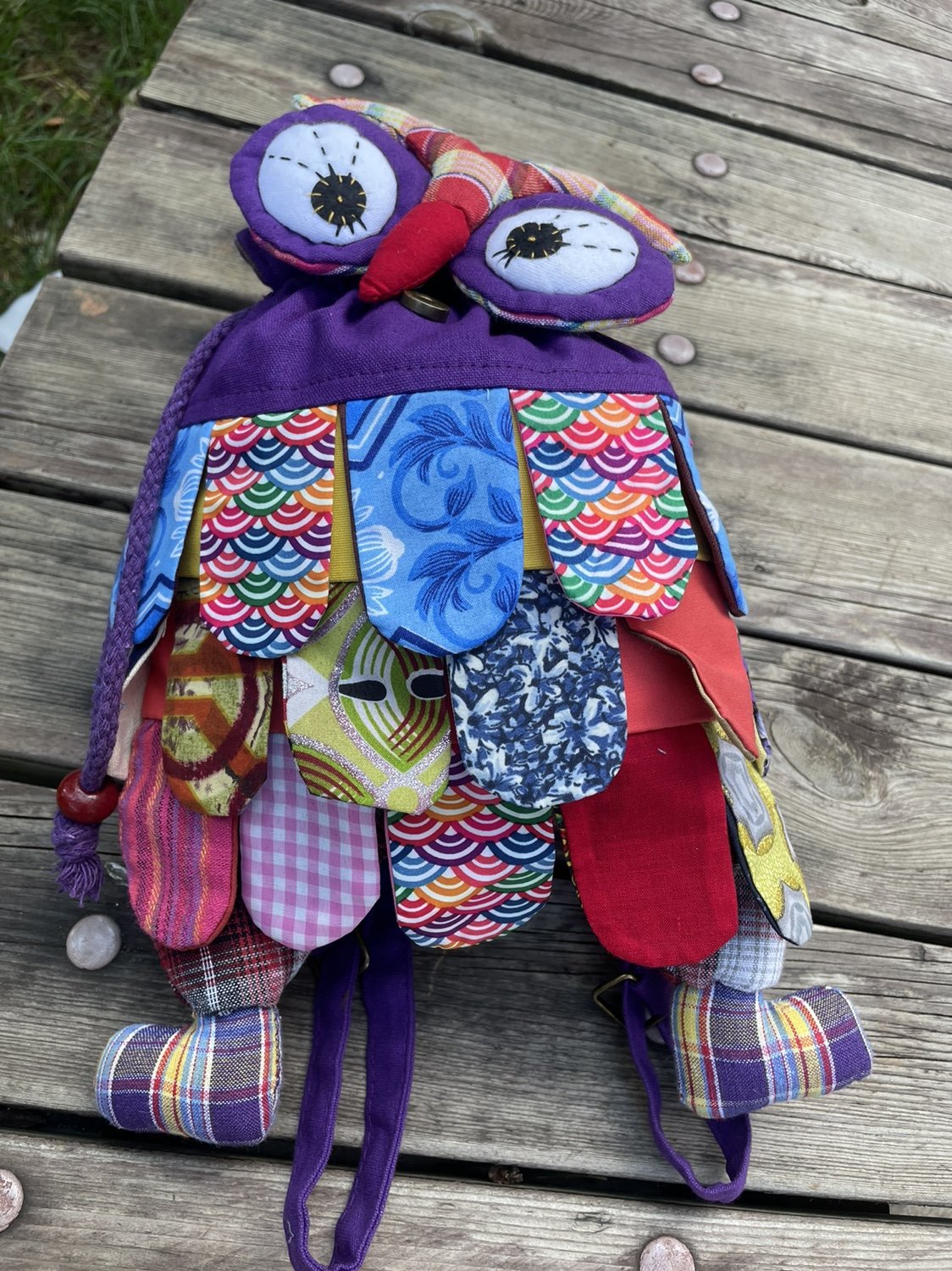 Owl oblique backpack children's small schoolbag fabric bag stitching animal multicolor into children boys and girls