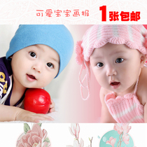Baby poster baby picture painting baby picture wall sticker Pregnant woman beautiful baby twin baby sticker art
