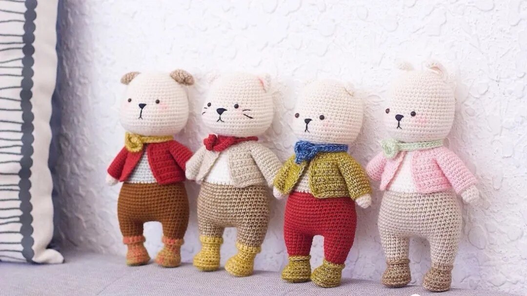 Small Thoughts Shop Doll Tutu Decontrol Knitting DIY Handmade Animal Gift Animal Tutorial Dog Panda (middle) -Taobao