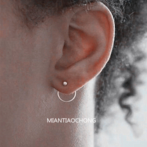 Sterling Silver 925 Minimalist Ear Anti-Sensitive Men and Womens Tide Cool Round Ring Ball Various ways to Wear Earrings