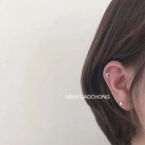 Cotton sliver insect Sterling Silver 925 mini dark girl Anti-sensitive raising ear star Moon ear bone nail Joker earring ear stud