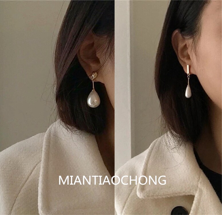 Tampon with Japan-ROK retro temperament Baroque Palace Feng Shui Drop Pearl Earrings Earrings Without Earrings Earrings