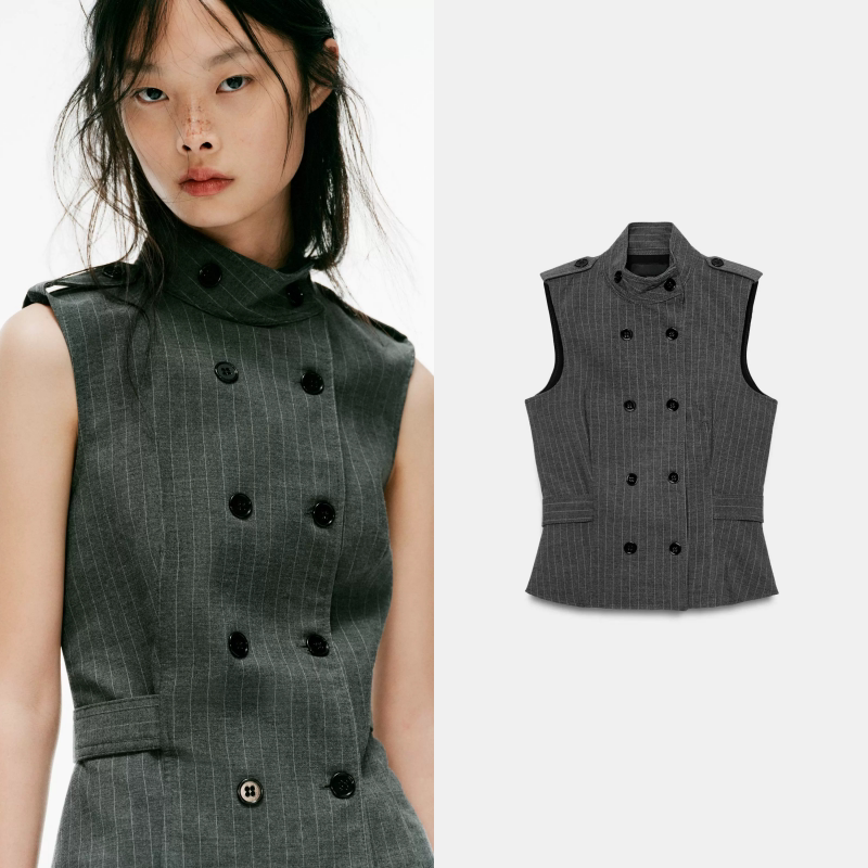 Za Home 2026 Autumn New Women's Sleeveless Stand Collar Belted Button Vest Outerwear Top 3152005