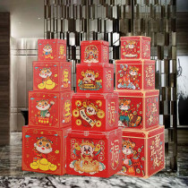 New year decorations Mall hotel scene decoration jewelry shop window gift box New Years Day gift box pile head