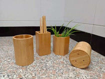 Bamboo durable chopstick cylinder creative pen holder pure colour chopstick cage straw cylinder bamboo sign cylinder gift customizable engraving logo