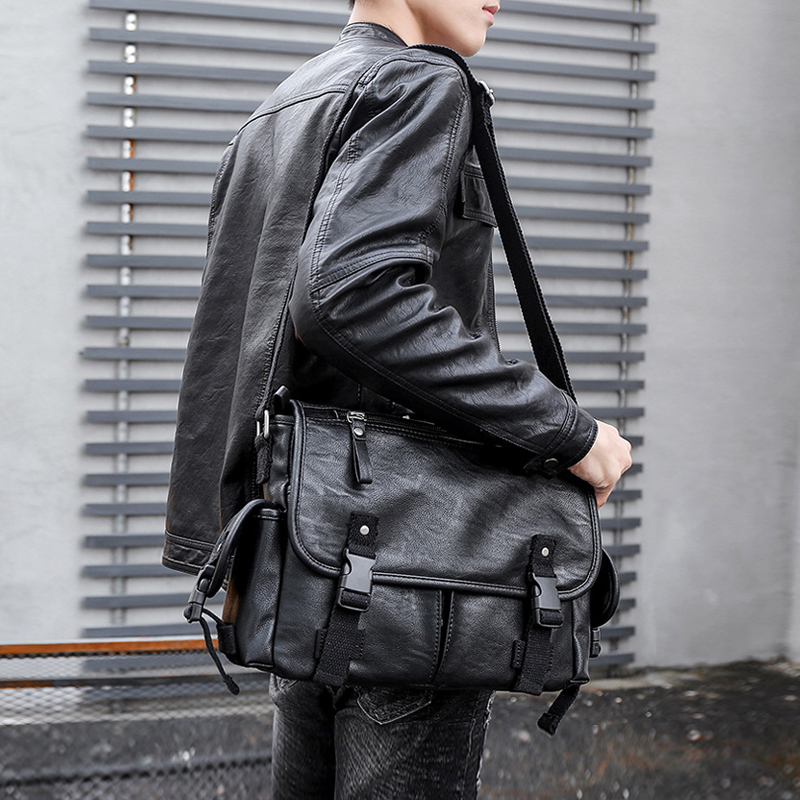 Swanson Star Men's Bag Shoulder Bag Casual Korean Cross-body Bag Men's Fashion Trend Leather Bag Small Backpack