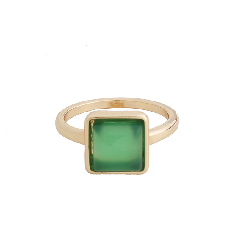 1 Piece Simple Style Square Alloy Plating Inlay Natural Stone Women's Rings display picture 4