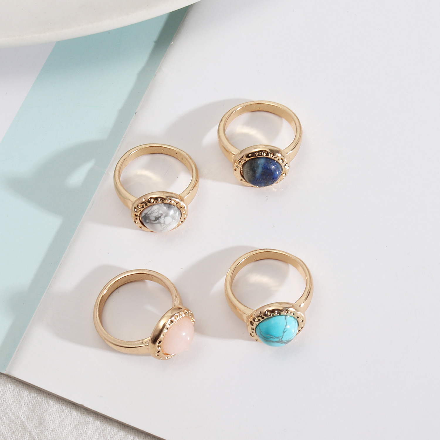 Ethnic Style Round Alloy Inlay Natural Stone Women's Rings display picture 1