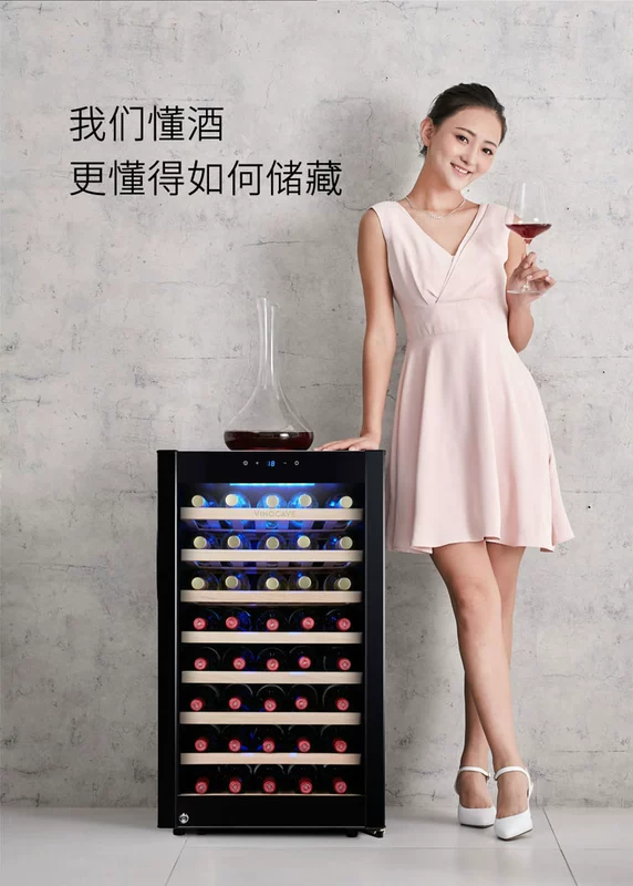 Máy nén rượu Vinocave / Vinocaff CWC-120A Nhiệt độ không đổi Tủ rượu gia đình Ice Bar Tủ lạnh kệ để rượu bằng gỗ