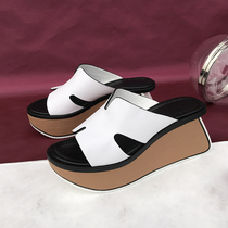 2021 summer new sandals womens Joker Europe and America British retro thick-soled slippers outside wear fashion muffin sandals