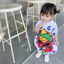 Infants and young childrens spring and summer new romper suit men baby dinosaur pie pa fu neonatal wai chu fu-music of the tide