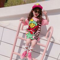 Childrens clothing 2021 new summer pure cotton short-sleeved girls dress female baby long T-shirt pacifier doll tide