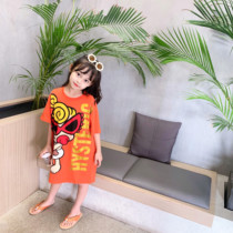 Pacifier doll 2021 summer girl long loose cotton short sleeve foreign fashion girl dress tide