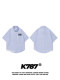 K787 American Retro Cat Embroidery Plaid Floral Short-Sleeved Shirt for Men and Women with Lace Splicing Couple Tops and Jackets