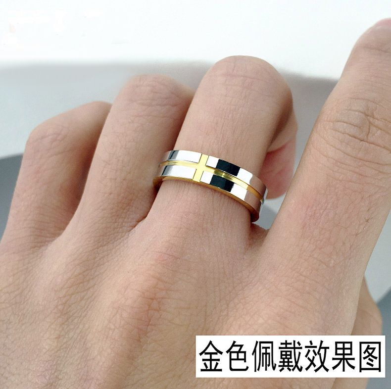 Nhẫn nam vàng xanh độc đoán chéo cá tính sinh viên nhẫn thủy triều người titan thép thời trang ngón tay đeo nhẫn trang sức nhẫn cartier