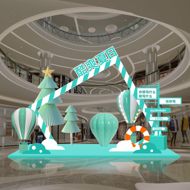 Outdoor summer beauty Chen decoration scene layout marine theme hot air balloon shopping mall window props dp point large ornaments