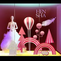 Net red pink rainbow hot balloon props shop jewelry shop window decoration scene layout 4S store exhibition hall