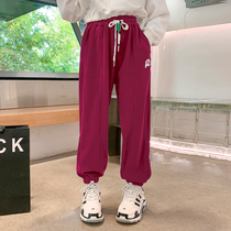 Childrens clothing girls pants 2022 new autumn clothing harem pants trousers sports pants elastic pants solid color girls legged pants