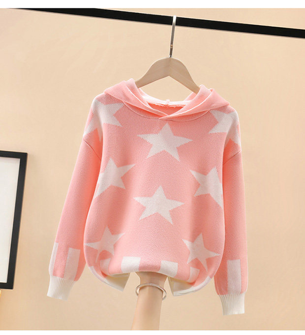 Girls Knitted Sweater Pure Cotton Sweater Pullover Outerwear New Medium and Big Children's Hoodie 2021 Explosive Children's Clothing Korean Style Trend