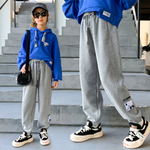 Childrens clothing childrens girls trousers 2022 autumn new trousers with bundled feet babys trousers big childrens mid-waist Korean style trendy