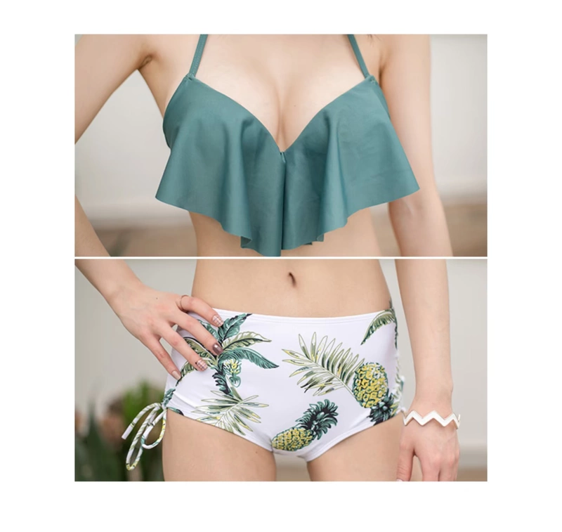 Áo tắm nữ xù lông Hàn Quốc in ba mảnh bikini nóng bỏng gợi cảm ba điểm 2019 siêu cổ tích mới - Bikinis