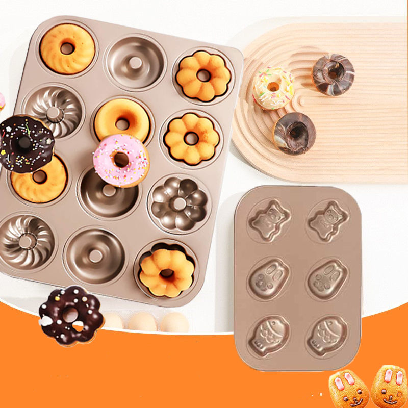 12 even donut mold cartoon 6 even cat's claw small cake non-stick baking tray oven with marvin cake home