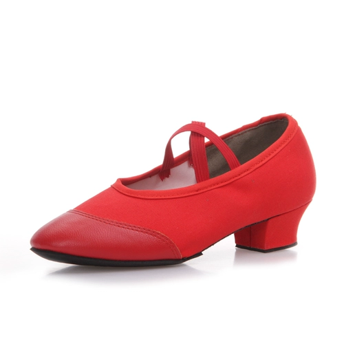 Красная обувь, дышащие танцующие туфли, из натуральной кожи, мягкая подошва