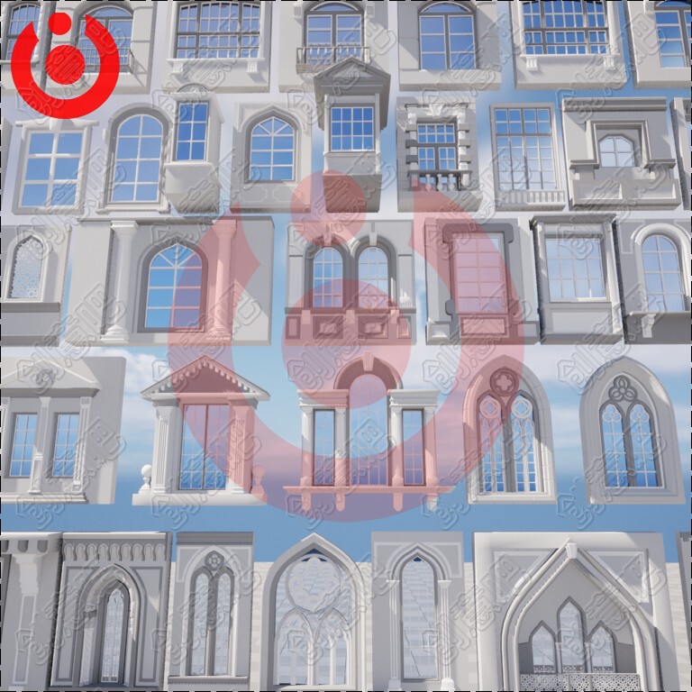 Ue5 Unreal Engine 5 European-Style Window Units Collection Game Props 3D Models Max Fbx Blender