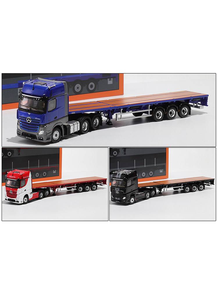 Gcd 1:64 Mercedes-Benz Actros Semi-Trailer 3-Axle Tractor with Retractable Trailer Bed Alloy Truck Model