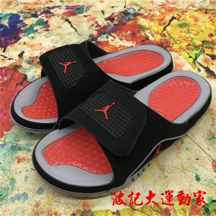 波 记 AJ11 白 蓝 AJ4 màu đen và đỏ thể thao Velcro dép đi trong nhà AA1336-102 532225-006 - Dép thể thao