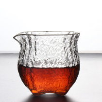 Anti-scalding single road cup glass thickened Japanese wooden handle hammer grain wood handle heat-resistant male Cup kung fu tea tea set