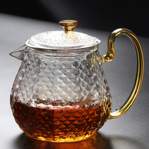 Meet meet Heat resistant glass teapot Domestic tea maker High temperature resistant filter Flower teapot Hammer Ripple Teapot