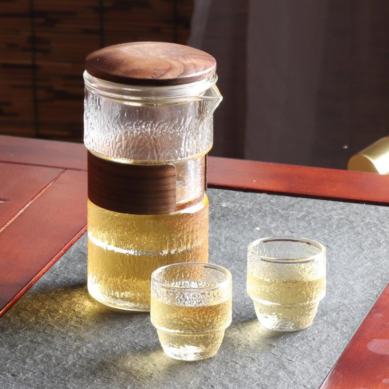 Japan-style Glass Portable Travel Tea Set Group Brief Glass Anti-Burn Belt Filter Tea Quick Guest Cup Whole