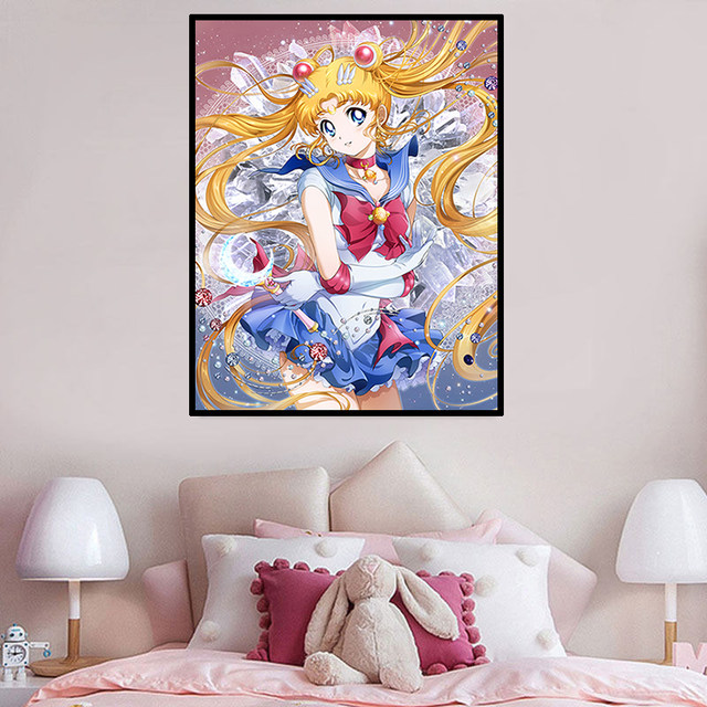 ກາຕູນ anime ສາວເພັດ painting 2024 ໃຫມ່ງາມ Sailor Moon 5d ເພັດ cross stitch ຫ້ອງນອນເຕັມໄປດ້ວຍເພັດ