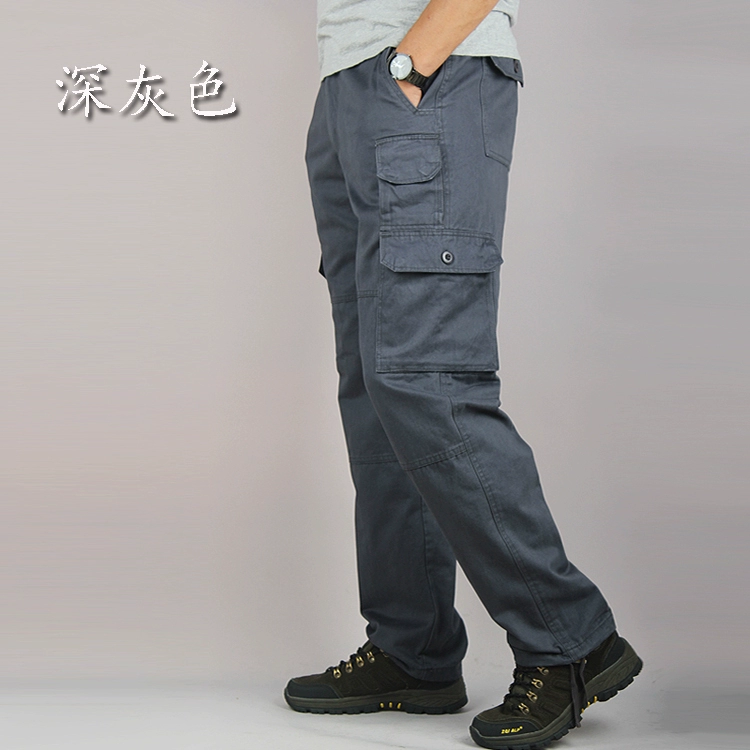 Mùa xuân và mùa thu overalls nam nhiều túi lỏng lẻo thẳng quần ngoài trời dày XL đa chức năng quần dài nam shop quần áo nam