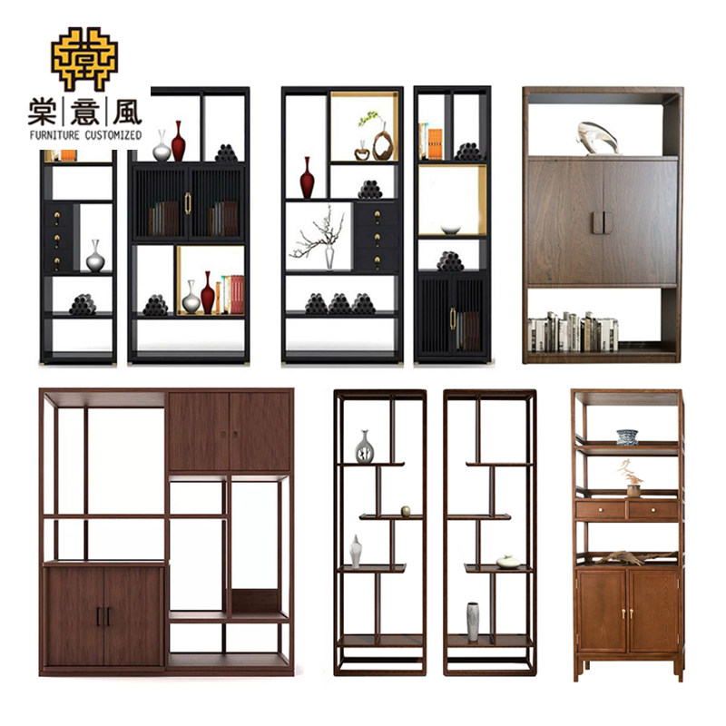 New Chinese solid wood bookcase combination with door floor bookcase bookcase book room office Zen Imagery cabinet Bogurack Custom 