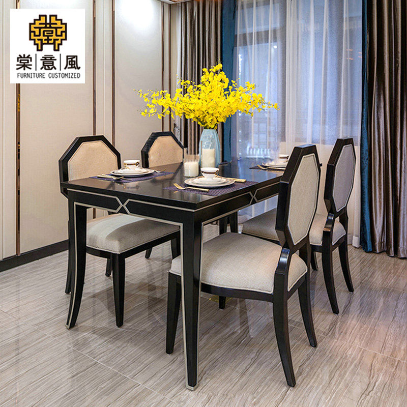 Light Lavish Rear Modern Solid Wood Table Chairs-Like Inter-Board Hotel Dining Room Hotel Dining Room Hotel Table And Chairs Combined Furniture Custom 
