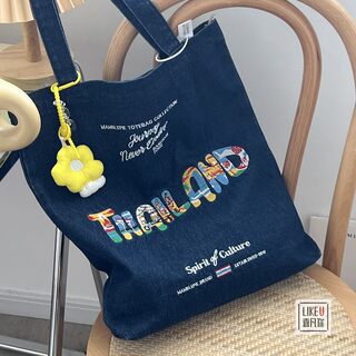 Original LAOSHU Thailand Denim Bag ins Korean Style Casual Trendy Canvas Versatile Handbag Shoulder Bag for Women