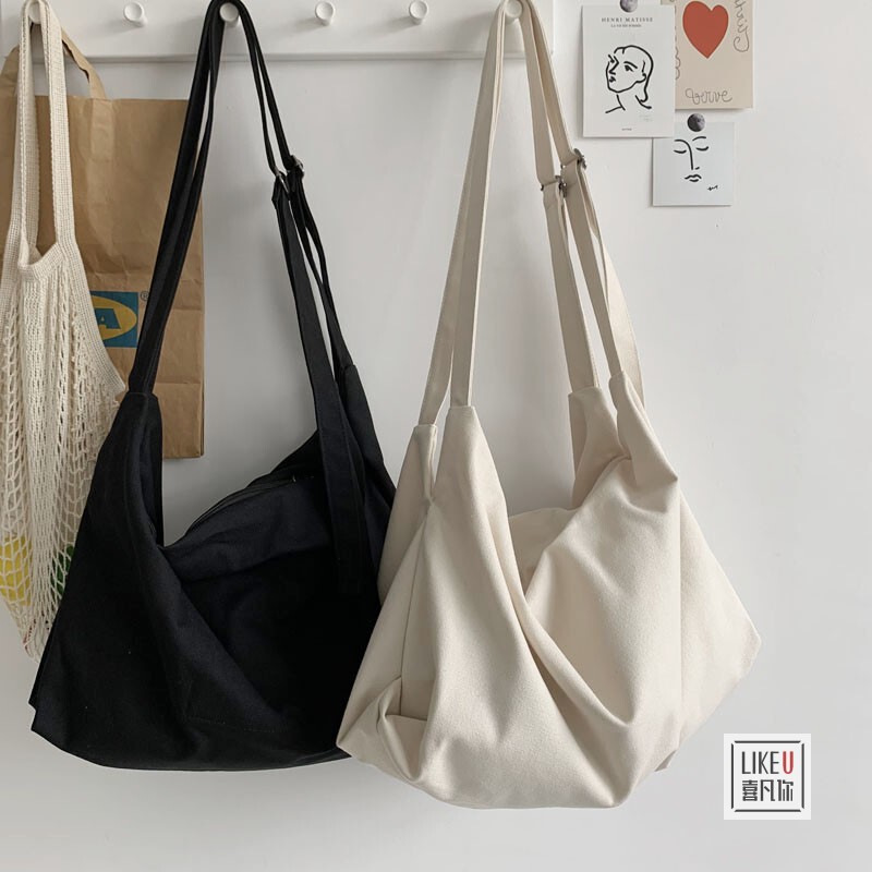 Original LAOSHU Shen Yi Style Casual Tote Yoga Student Literary Large-Capacity Single Shoulder Crossbody Canvas Bag for Men and Women