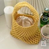 Плетеная барсетка, сумка на запястье, портативная косметичка, в корейском стиле