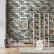 South Korea Import Wallpaper Imitation Brick Wallpaper Imitation Ancient Green Brick Made Old Sense Ash Brick Effect Living Room Restaurant Background Wall