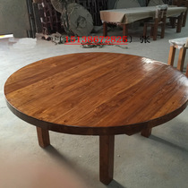 Solid wood round table and chair combination Hotel large roundtable with turntable 1 3 1 5 1 8 m round table