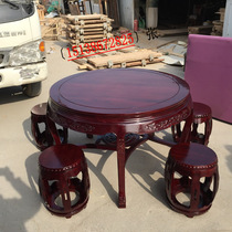 Table Old elm table Ming round table All - solid wood table bench drum table red wood round table