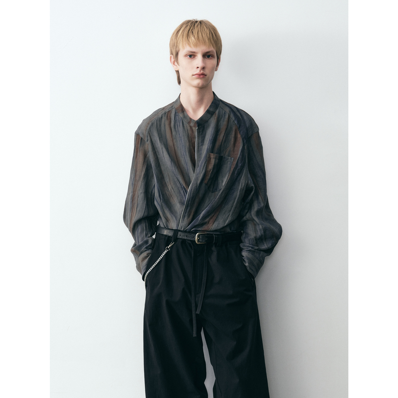 Grainmustard 「Plant-Dyed Ramie Shirt」 Rust-Dyed Ramie Zipper Shirt